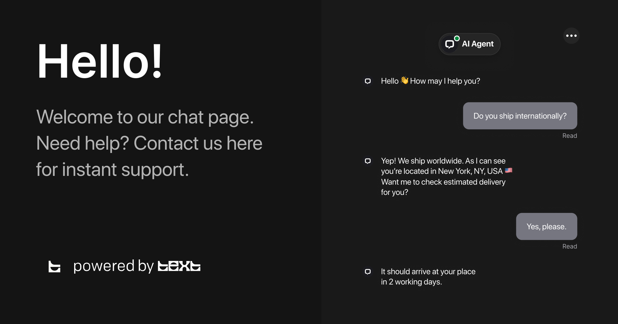 Chat now! | text.com Customer Support